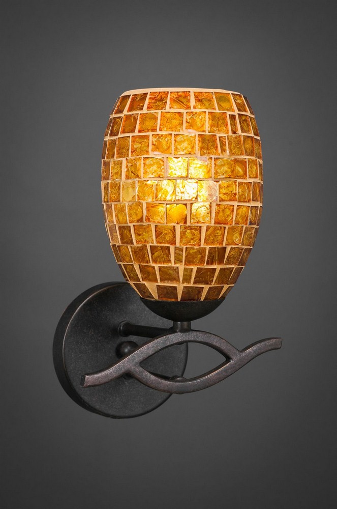 Toltec Lighting-141-DG-409-Revo - 1 Light Wall Sconce-11 Inches Tall and 6.75 Inches Wide Dark Granite Copper Mosaic Dark Granite Finish with Copper Mosaic Glass