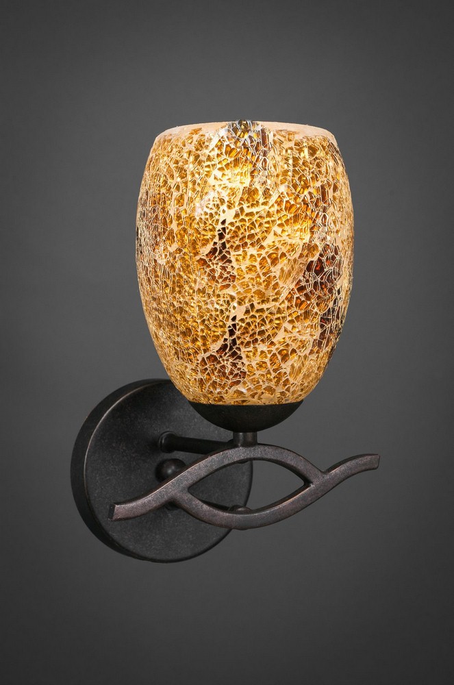 Toltec Lighting-141-DG-4175-Revo - 1 Light Wall Sconce-9.75 Inches Tall and 6.75 Inches Wide Dark Granite Gold Fusion Dark Granite Finish with Italian Ice Glass