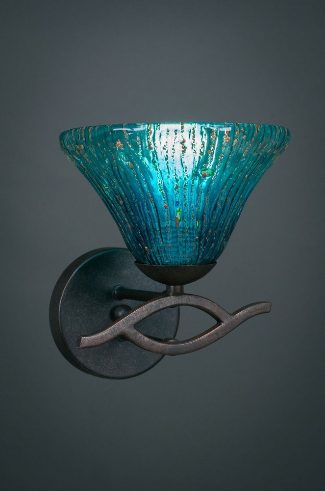 Toltec Lighting-141-DG-458-Revo - 1 Light Wall Sconce-8.25 Inches Tall and 7 Inches Wide Dark Granite Teal Crystal Revo - 1 Light Wall Sconce-8.25 Inches Tall and 7 Inches Wide