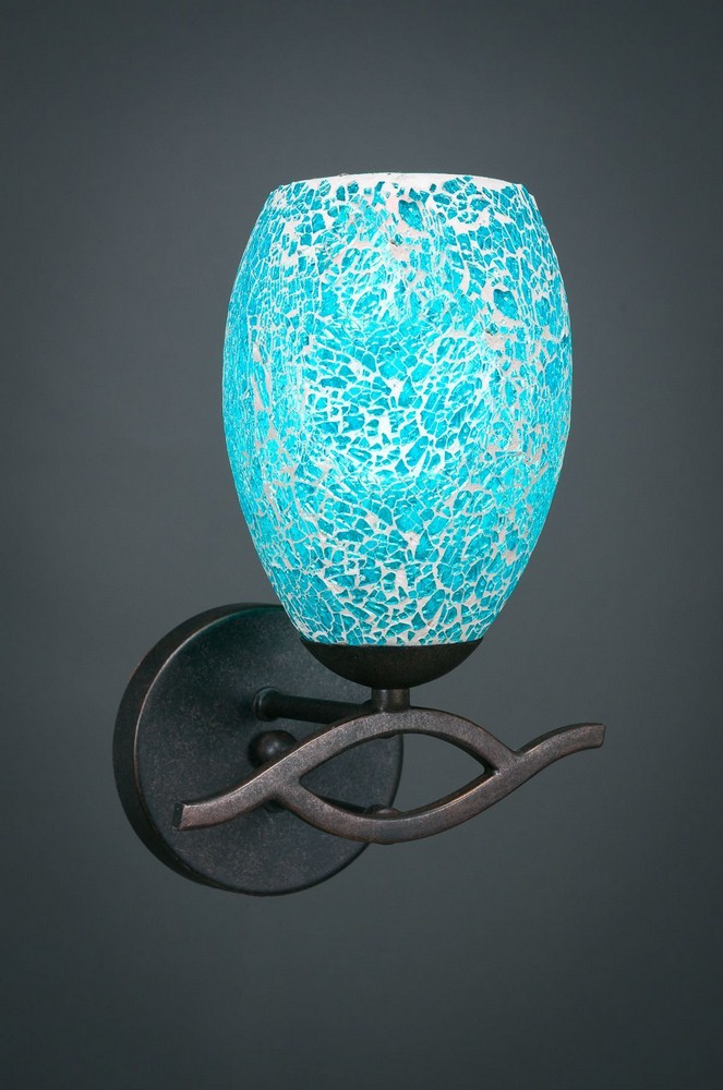 Toltec Lighting-141-DG-5055-Revo - 1 Light Wall Sconce-9.75 Inches Tall and 6.75 Inches Wide Dark Granite Turquoise Fusion Dark Granite Finish with Italian Ice Glass