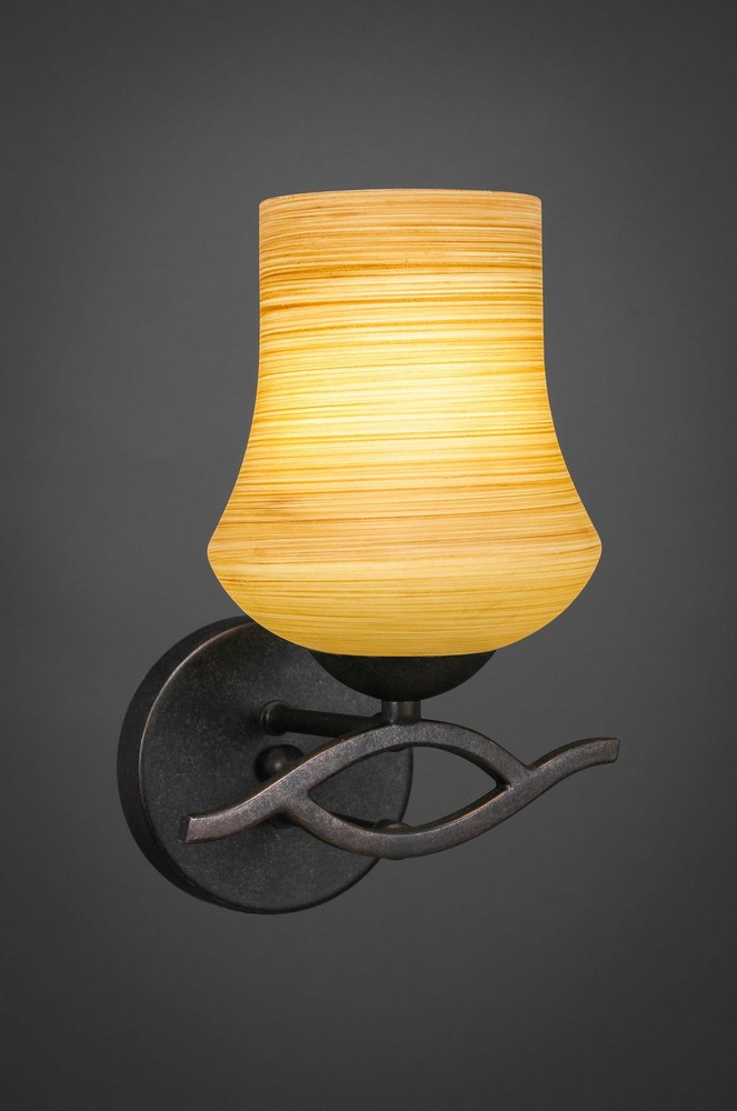 Toltec Lighting-141-DG-680-Revo-One Light Wall Sconce-6.75 Inches Wide by 10.75 Inches High Dark Granite Zilo Cayenne Linen Revo-One Light Wall Sconce-6.75 Inches Wide by 10.75 Inches High