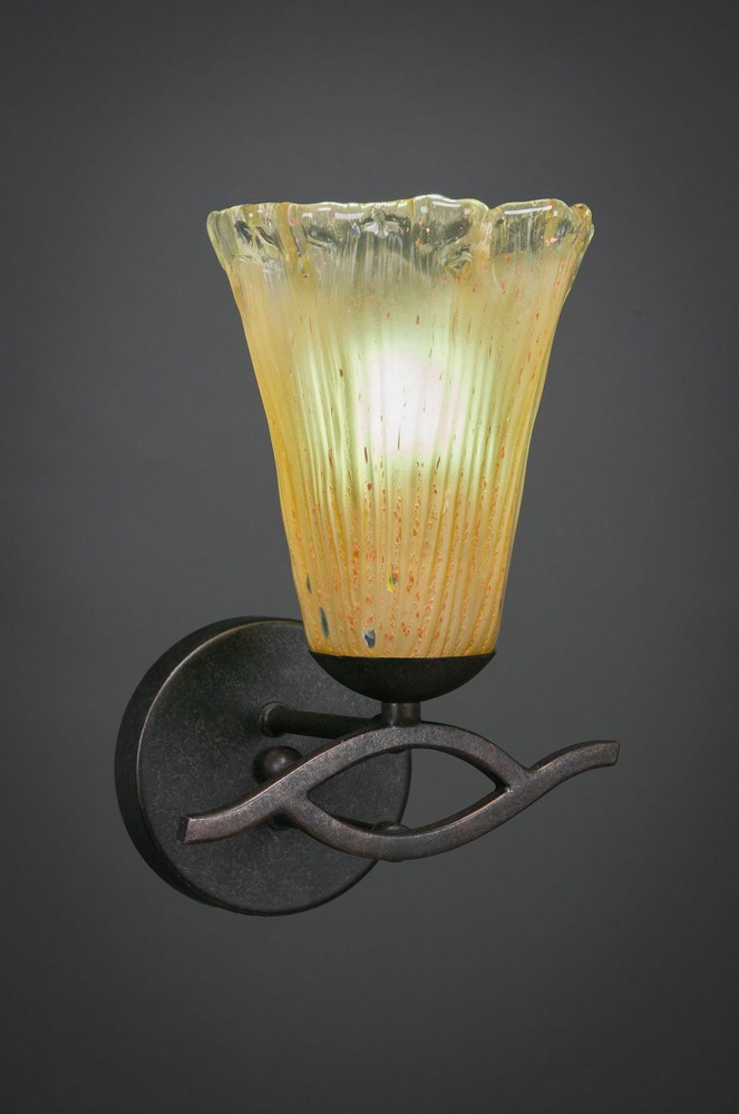 Toltec Lighting-141-DG-720-Revo-One Light Wall Sconce-6.75 Inches Wide by 10.25 Inches High Dark Granite Amber Crystal Revo-One Light Wall Sconce-6.75 Inches Wide by 10.25 Inches High