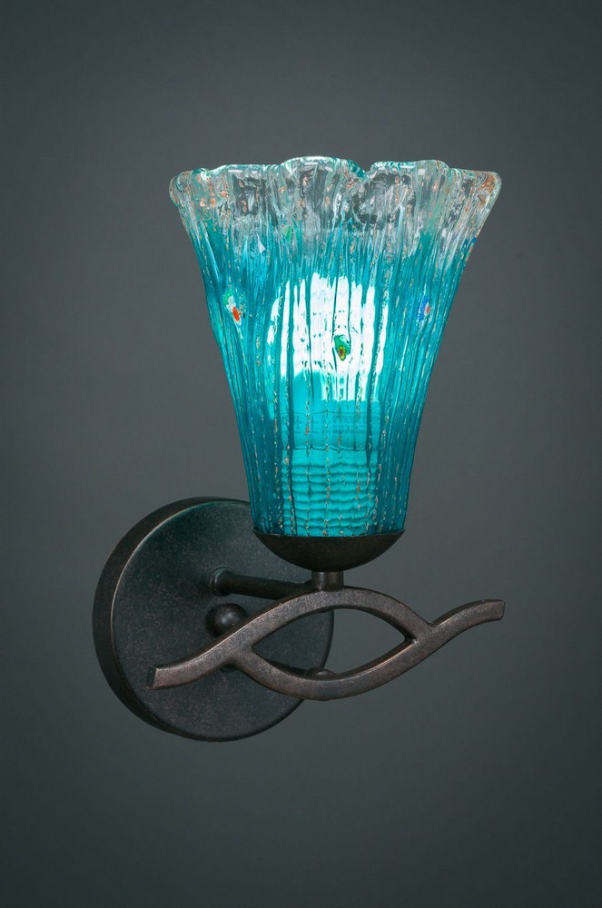 Toltec Lighting-141-DG-725-Revo-One Light Wall Sconce-6.75 Inches Wide by 10.25 Inches High Dark Granite Teal Crystal Revo-One Light Wall Sconce-6.75 Inches Wide by 10.25 Inches High