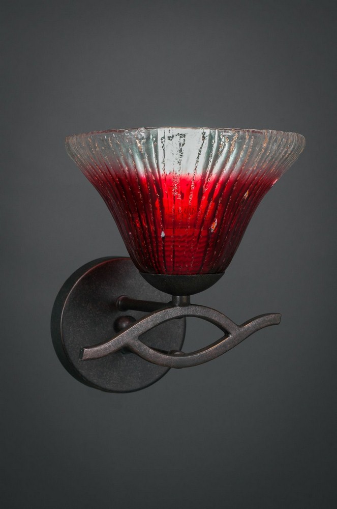 Toltec Lighting-141-DG-756-Revo - 1 Light Wall Sconce-8.25 Inches Tall and 7 Inches Wide Dark Granite Raspberry Crystal Revo - 1 Light Wall Sconce-8.25 Inches Tall and 7 Inches Wide