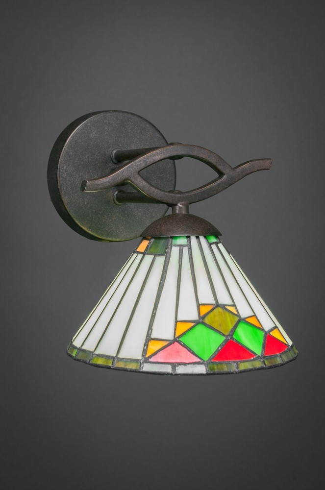 Toltec Lighting-141-DG-9375-Revo - 1 Light Wall Sconce-8.25 Inches Tall and 7 Inches Wide Dark Granite Green Sunray Art Revo - 1 Light Wall Sconce-8.25 Inches Tall and 7 Inches Wide