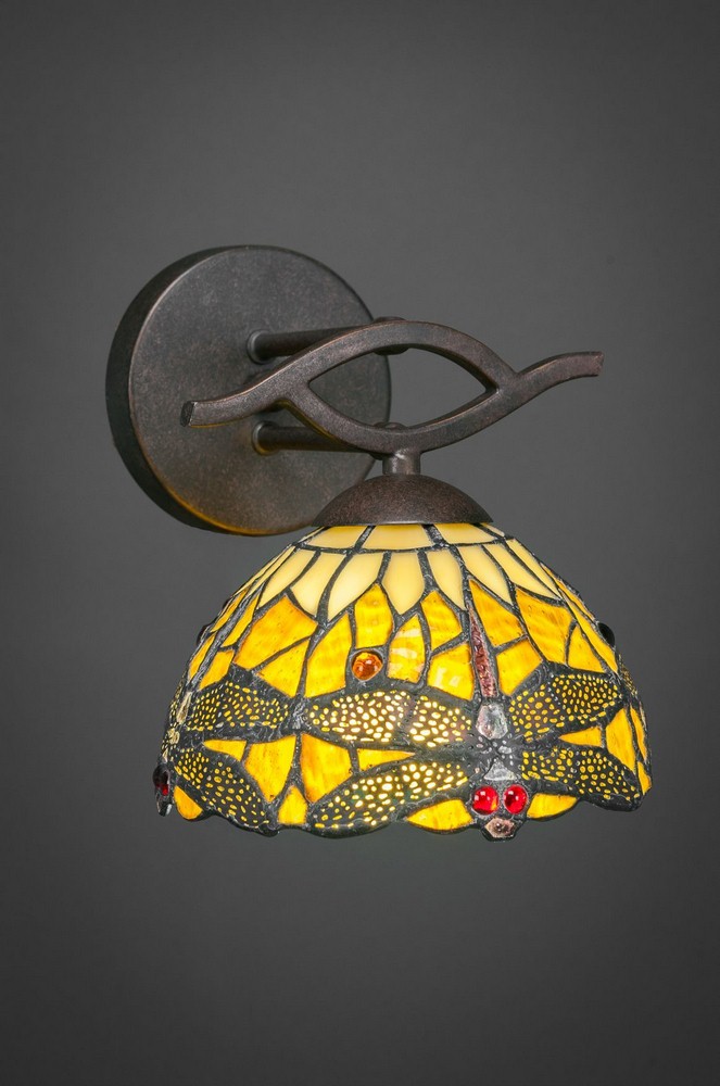 Toltec Lighting-141-DG-9465-Revo - 1 Light Wall Sconce-8.25 Inches Tall and 7 Inches Wide Dark Granite Amber Dragonfly Revo - 1 Light Wall Sconce-8.25 Inches Tall and 7 Inches Wide