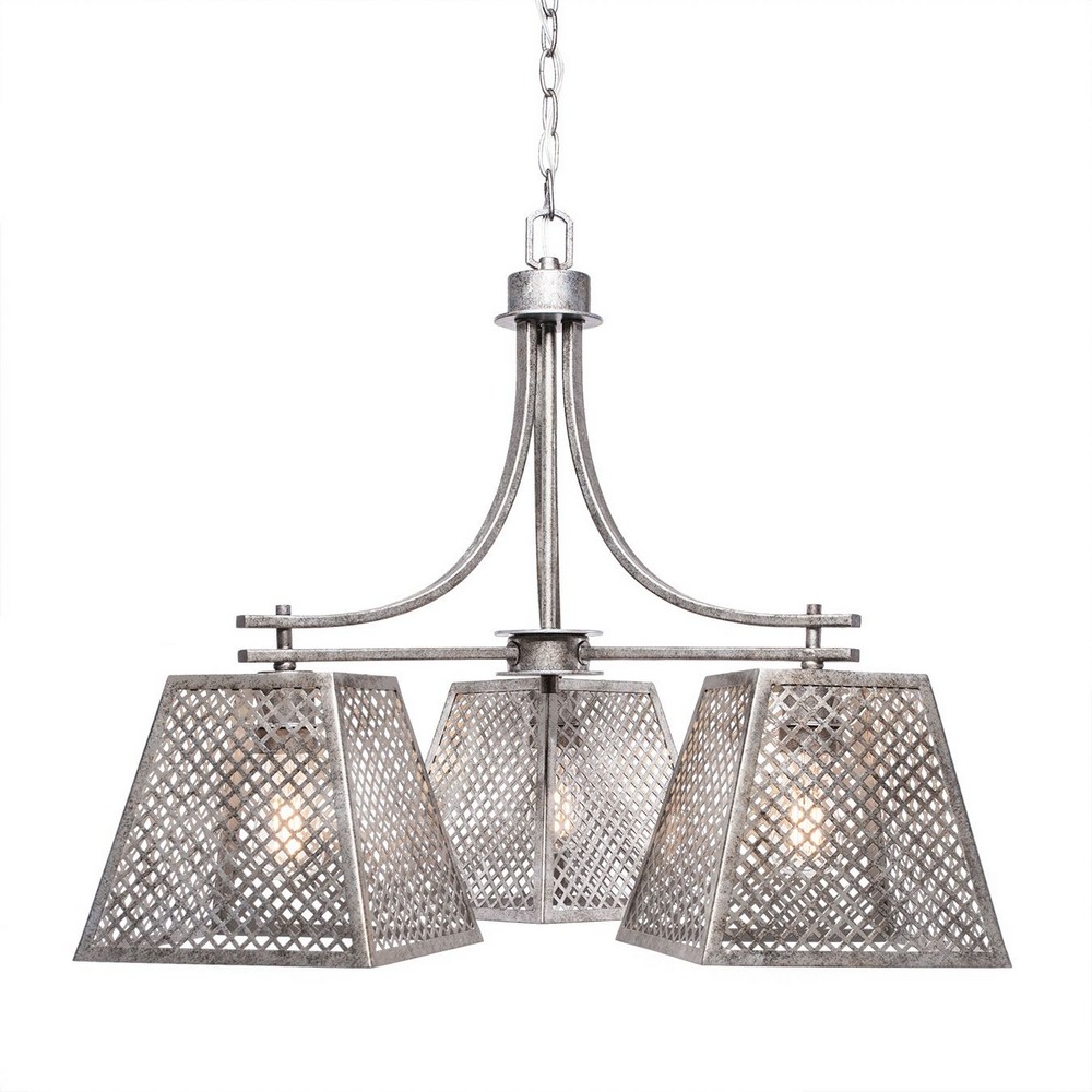 Toltec Lighting-1443-AS-LED18C-Corbello - 21W 3 LED Chandelier-23.5 Inches Tall and 26.75 Inches Wide   Aged Silver Finish