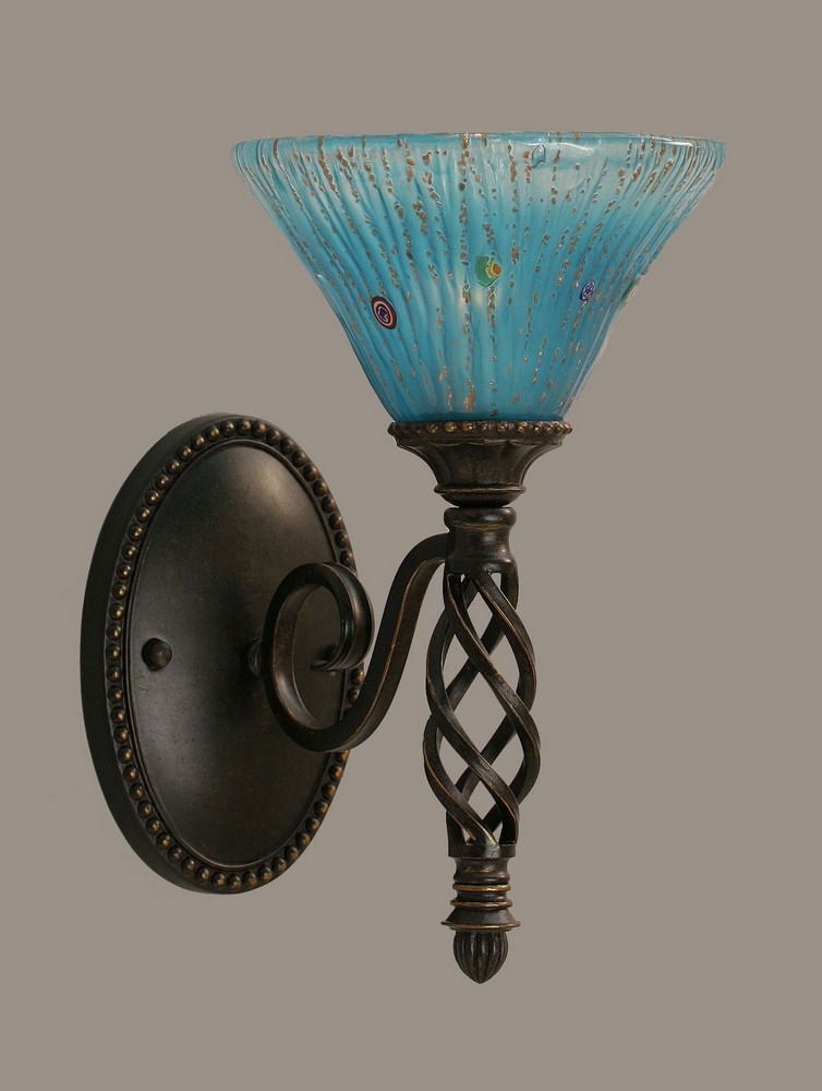 Toltec Lighting-161-DG-458-Elegante - 1 Light Wall Sconce-12.5 Inches Tall and 7 Inches Wide Dark Granite Teal Crystal Dark Granite Finish with Raspberry Crystal Glass