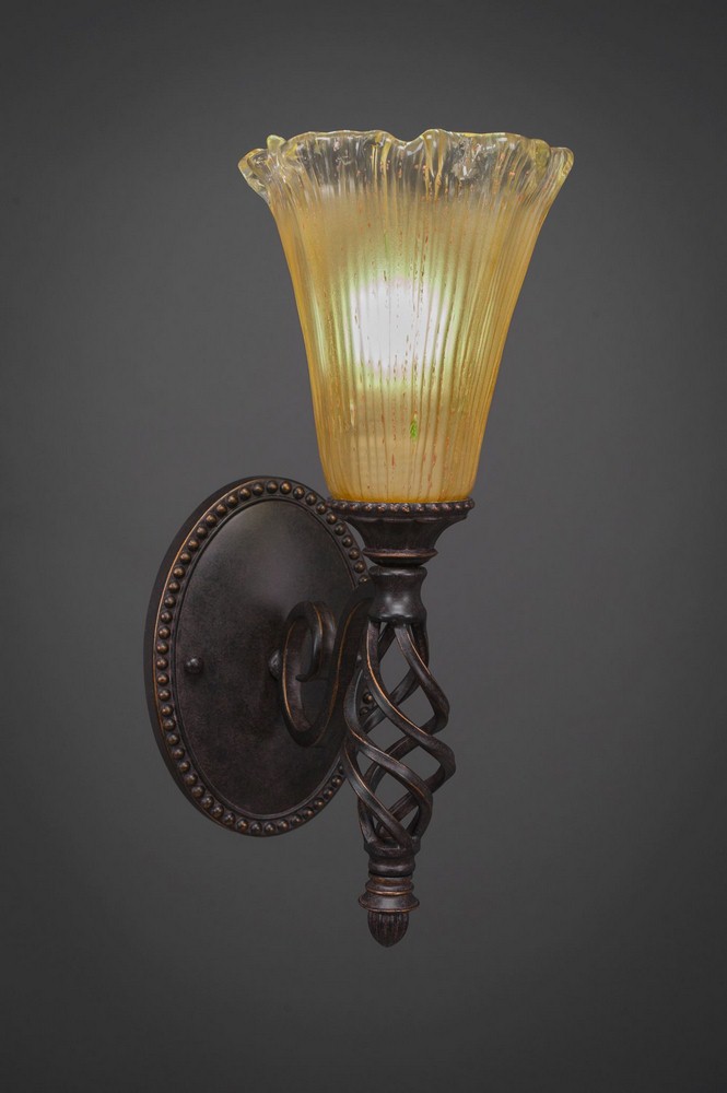 Toltec Lighting-161-DG-720-Elegante - 1 Light Wall Sconce-14.25 Inches Tall and 5.5 Inches Wide Dark Granite Amber Crystal Elegante - 1 Light Wall Sconce-14.25 Inches Tall and 5.5 Inches Wide