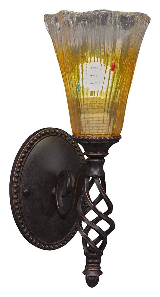 Toltec Lighting-161-DG-724-Elegante - 1 Light Wall Sconce-14.25 Inches Tall and 5.5 Inches Wide Dark Granite Gold Champagne Crystal Elegante - 1 Light Wall Sconce-14.25 Inches Tall and 5.5 Inches Wide