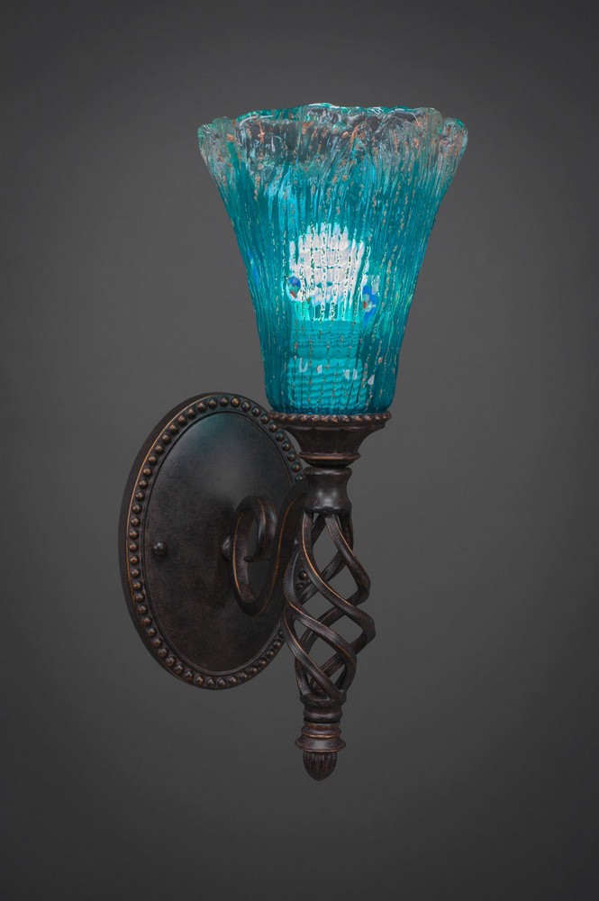 Toltec Lighting-161-DG-725-Elegante - 1 Light Wall Sconce-14.25 Inches Tall and 5.5 Inches Wide Dark Granite Teal Crystal Elegante - 1 Light Wall Sconce-14.25 Inches Tall and 5.5 Inches Wide