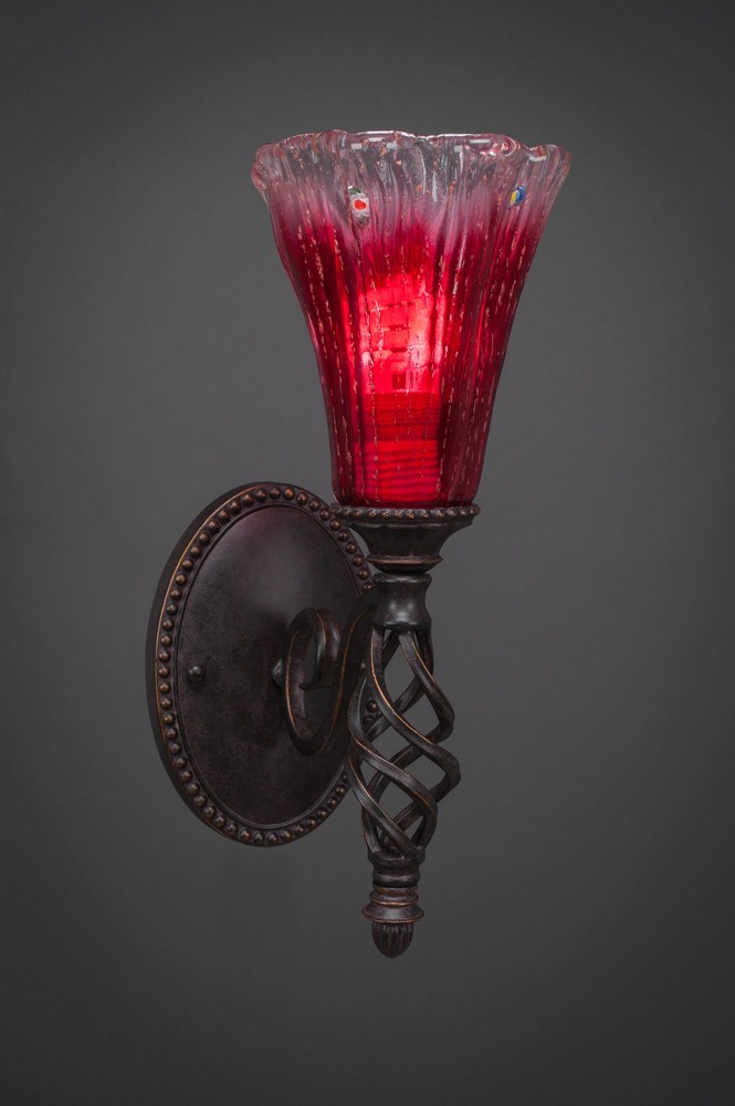 Toltec Lighting-161-DG-726-Elegante - 1 Light Wall Sconce-14.25 Inches Tall and 5.5 Inches Wide Dark Granite Raspberry Crystal Elegante - 1 Light Wall Sconce-14.25 Inches Tall and 5.5 Inches Wide