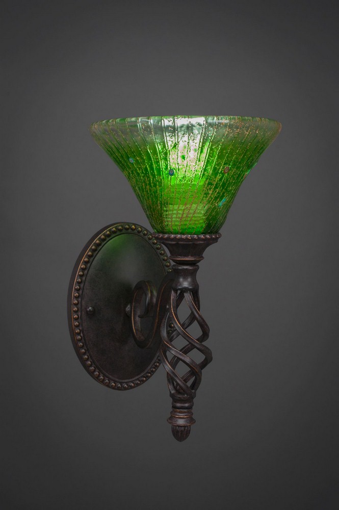 Toltec Lighting-161-DG-753-Elegante - 1 Light Wall Sconce-12.5 Inches Tall and 7 Inches Wide Dark Granite Kiwi Green Crystal Dark Granite Finish with Raspberry Crystal Glass