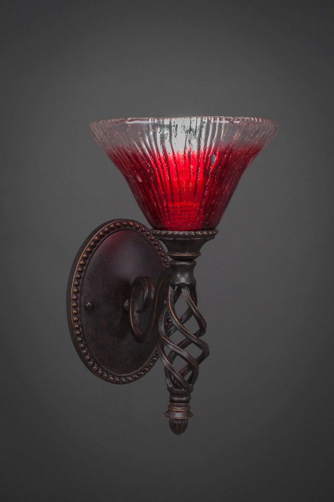 Toltec Lighting-161-DG-756-Elegante - 1 Light Wall Sconce-12.5 Inches Tall and 7 Inches Wide Dark Granite Raspberry Crystal Dark Granite Finish with Raspberry Crystal Glass