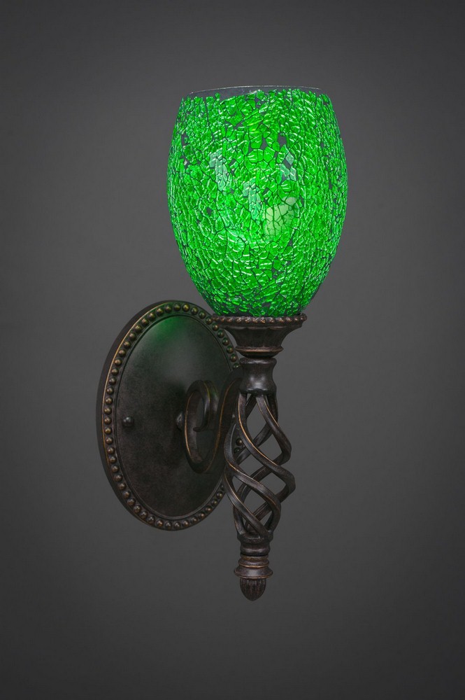 Toltec Lighting-161-DG-5057-Elegante - 1 Light Wall Sconce-14.25 Inches Tall and 5 Inches Wide Dark Granite Green Fusion Dark Granite Finish with Green Fusion Glass