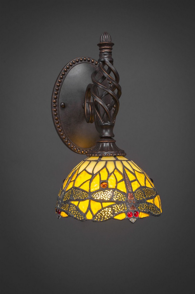 Toltec Lighting-161-DG-9465-Elegante - 1 Light Wall Sconce-11.75 Inches Tall and 7 Inches Wide Dark Granite Amber Dragonfly Elegante - 1 Light Wall Sconce-11.75 Inches Tall and 7 Inches Wide