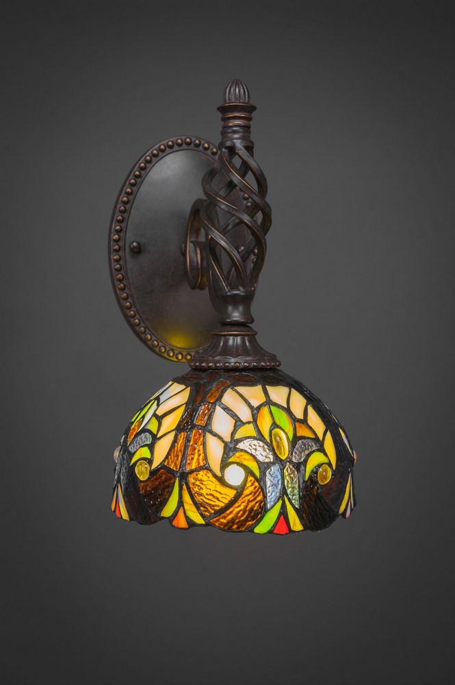 Toltec Lighting-161-DG-9945-Elegante - 1 Light Wall Sconce-12.25 Inches Tall and 7 Inches Wide Dark Granite Ivory Cypress Art Dark Granite Finish with Roman Jewel Tiffany Glass