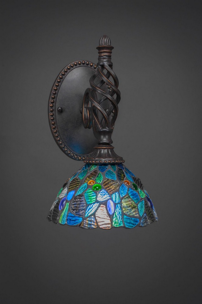 Toltec Lighting-161-DG-9955-Elegante - 1 Light Wall Sconce-11.75 Inches Tall and 7 Inches Wide Dark Granite Blue Mosaic Art Elegante - 1 Light Wall Sconce-11.75 Inches Tall and 7 Inches Wide