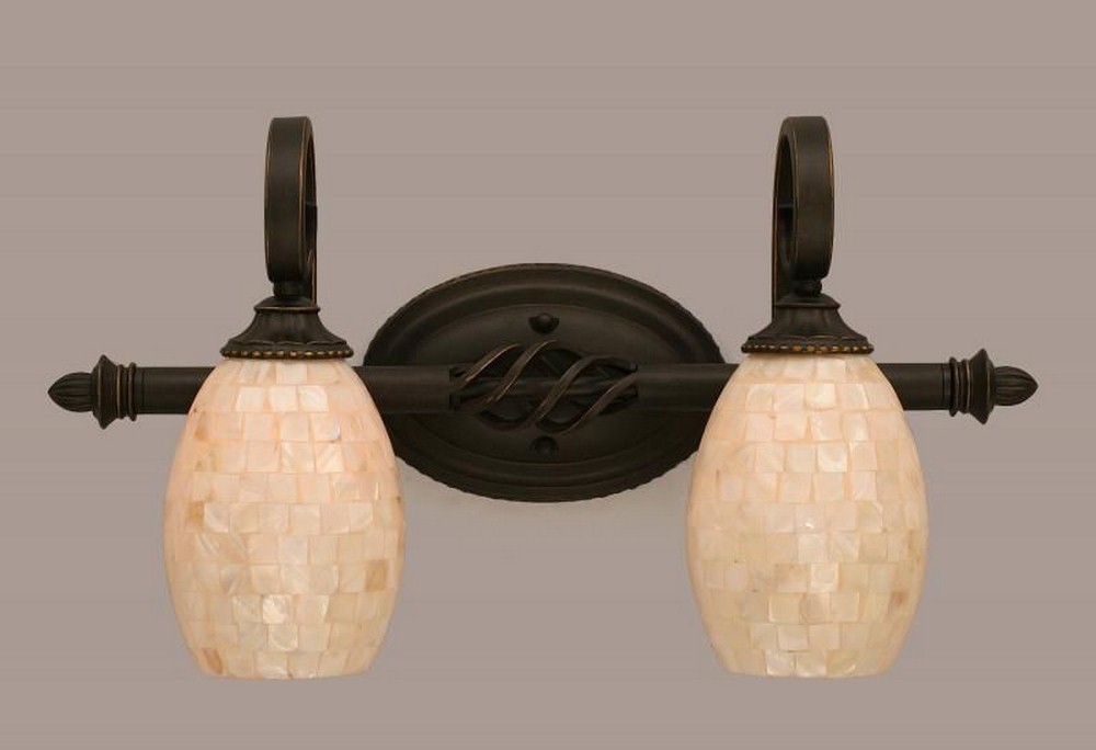 Toltec Lighting-162-DG-406-Elegante - 2 Light Bath Bar-7.5 Inches Tall and 11.25 Inches Wide Dark Granite Ivory Glaze Seashell Elegante - 2 Light Bath Bar-7.5 Inches Tall and 11.25 Inches Wide