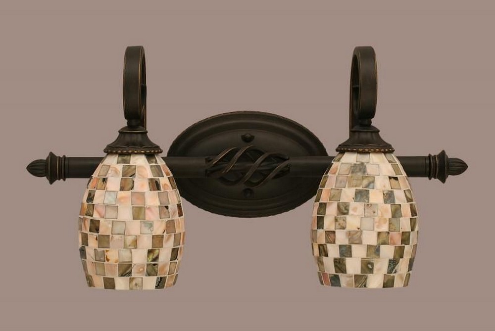 Toltec Lighting-162-DG-408-Elegante - 2 Light Bath Bar-7.5 Inches Tall and 11.25 Inches Wide Dark Granite Sea Haze Seashell Elegante - 2 Light Bath Bar-7.5 Inches Tall and 11.25 Inches Wide