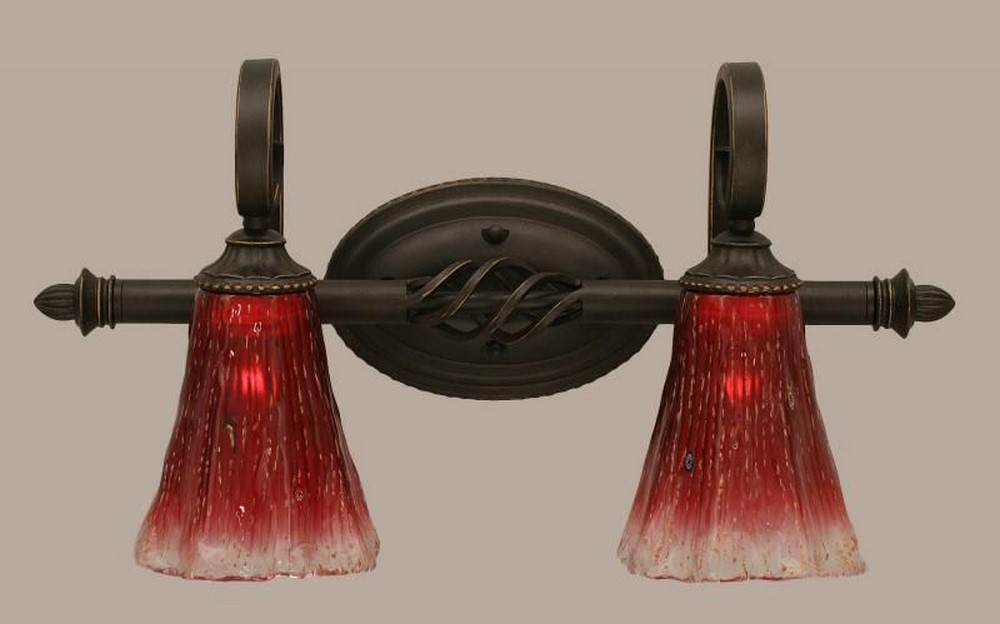 Toltec Lighting-162-DG-726-Elegante - 2 Light Bath Bar-11 Inches Tall and 8.5 Inches Wide Dark Granite Raspberry Crystal Elegante - 2 Light Bath Bar-11 Inches Tall and 8.5 Inches Wide