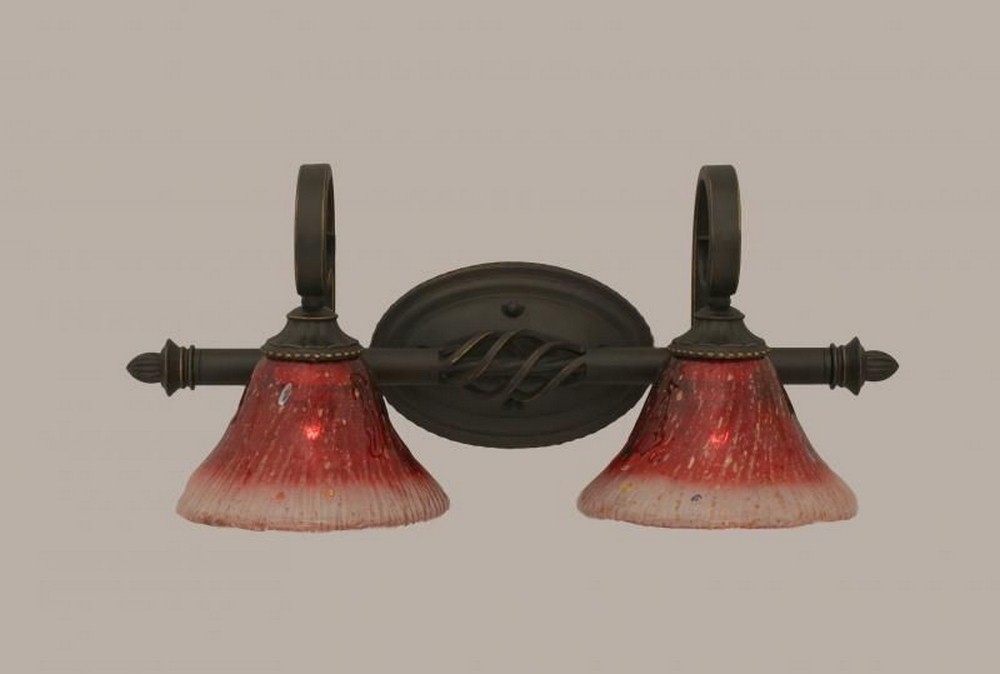 Toltec Lighting-162-DG-756-Elegante - 2 Light Bath Bar-8.75 Inches Tall and 9 Inches Wide Dark Granite Raspberry Crystal Elegante - 2 Light Bath Bar-8.75 Inches Tall and 9 Inches Wide