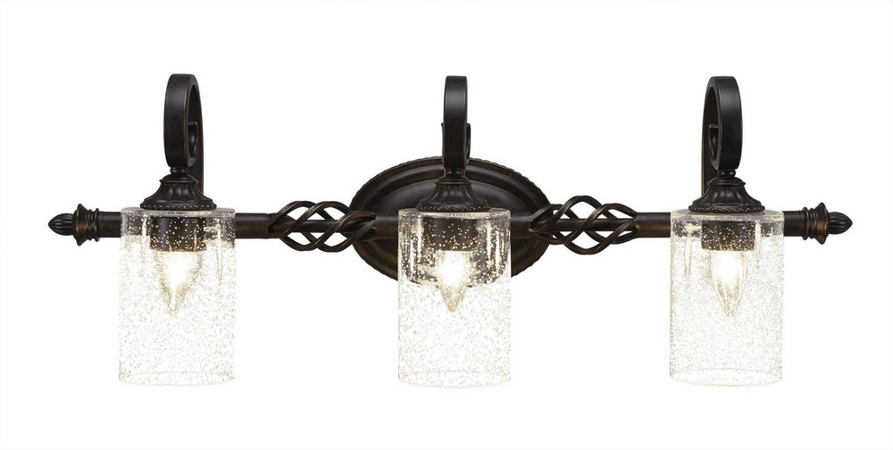 Toltec Lighting-163-DG-300-Elegante - 3 Light Bath Bar-10.5 Inches Tall and Inches Wide Dark Granite Clear Bubble Dark Granite Finish with Cobblestone Tiffany Glass