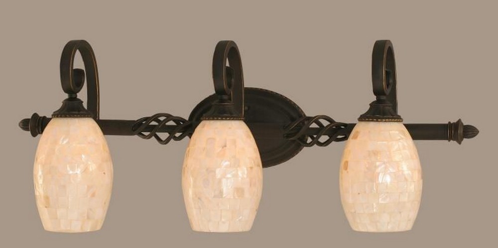 Toltec Lighting-163-DG-406-Elegante - 3 Light Bath Bar-11 Inches Tall and 8.25 Inches Wide Dark Granite Ivory Glaze Seashell Elegante - 3 Light Bath Bar-11 Inches Tall and 8.25 Inches Wide