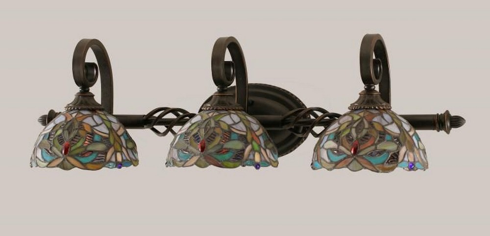 Toltec Lighting-163-DG-9905-Elegante - 3 Light Bath Bar-8.5 Inches Tall and Inches Wide Dark Granite Kaleidoscope Mini Art Dark Granite Finish with Kaleidoscope Mini Tiffany Glass