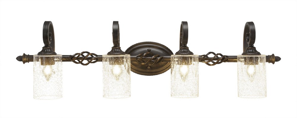 Toltec Lighting-164-DG-300-Elegante - 4 Light Bath Bar-10.5 Inches Tall and Inches Wide Dark Granite Clear Bubble Dark Granite Finish with Cobblestone Tiffany Glass