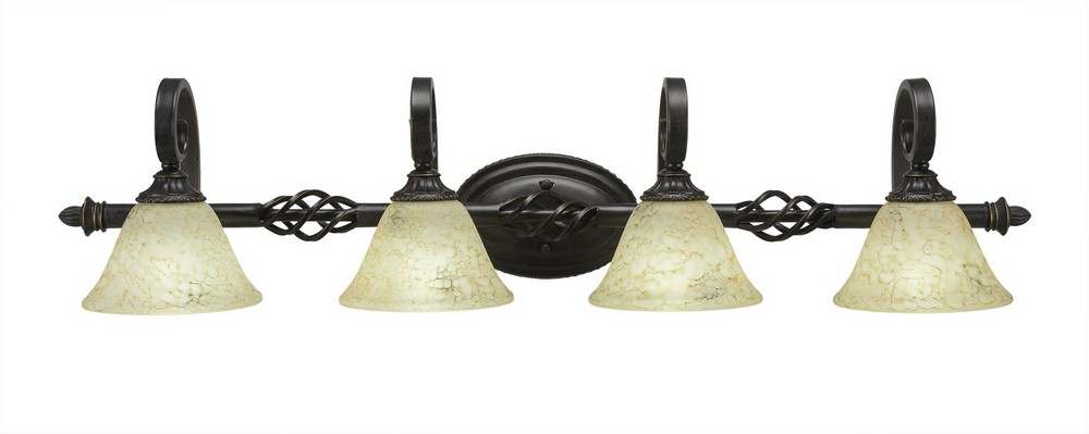 Toltec Lighting-164-DG-508-Elegante - 4 Light Bath Bar-8.75 Inches Tall and 9.5 Inches Wide Dark Granite Italian Marble Elegante - 4 Light Bath Bar-8.75 Inches Tall and 9.5 Inches Wide