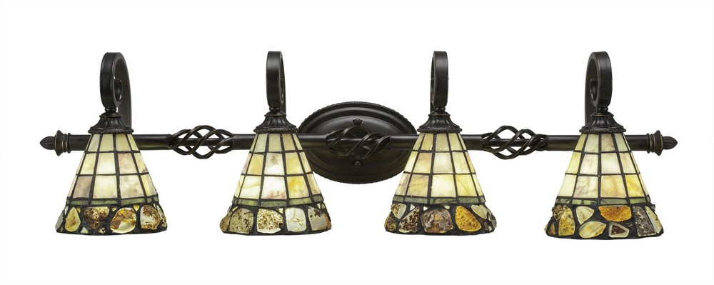 Toltec Lighting-164-DG-9735-Elegante - 4 Light Bath Bar-10.5 Inches Tall and Inches Wide Dark Granite Cobblestone Art Dark Granite Finish with Cobblestone Tiffany Glass