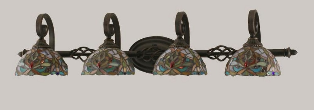 Toltec Lighting-164-DG-9905-Elegante - 4 Light Bath Bar-8.5 Inches Tall and Inches Wide Dark Granite Kaleidoscope Mini Art Dark Granite Finish with Hampton Tiffany Glass