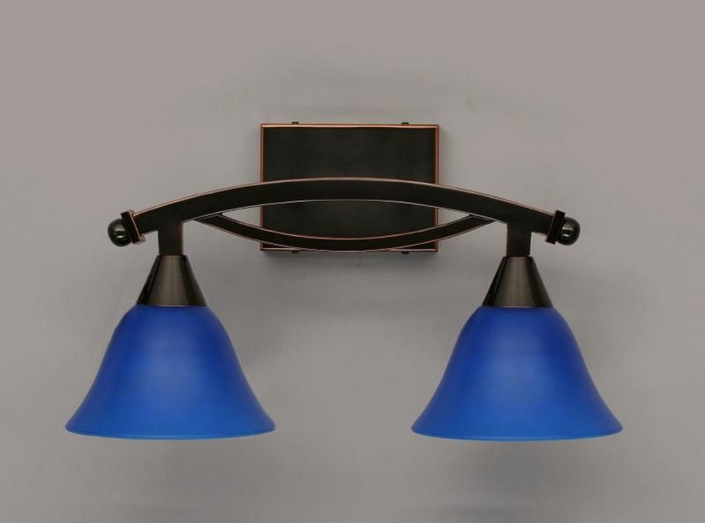 Toltec Lighting-172-BC-4155-Bow - 2 Light Bath Bar-10 Inches Tall and 9.25 Inches Wide Black Copper Blue Italian Bronze Finish with Blue Italian Glass