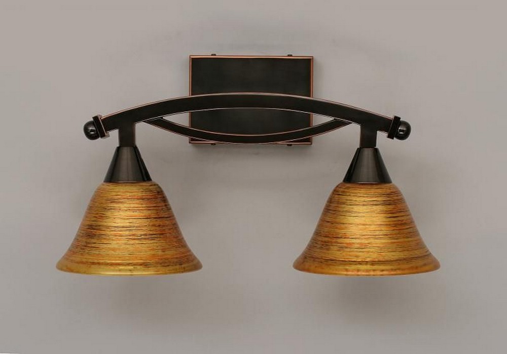 Toltec Lighting-172-BC-454-Bow - 2 Light Bath Bar-10 Inches Tall and 9.25 Inches Wide Black Copper Firre Saturn Bow - 2 Light Bath Bar-10 Inches Tall and 9.25 Inches Wide