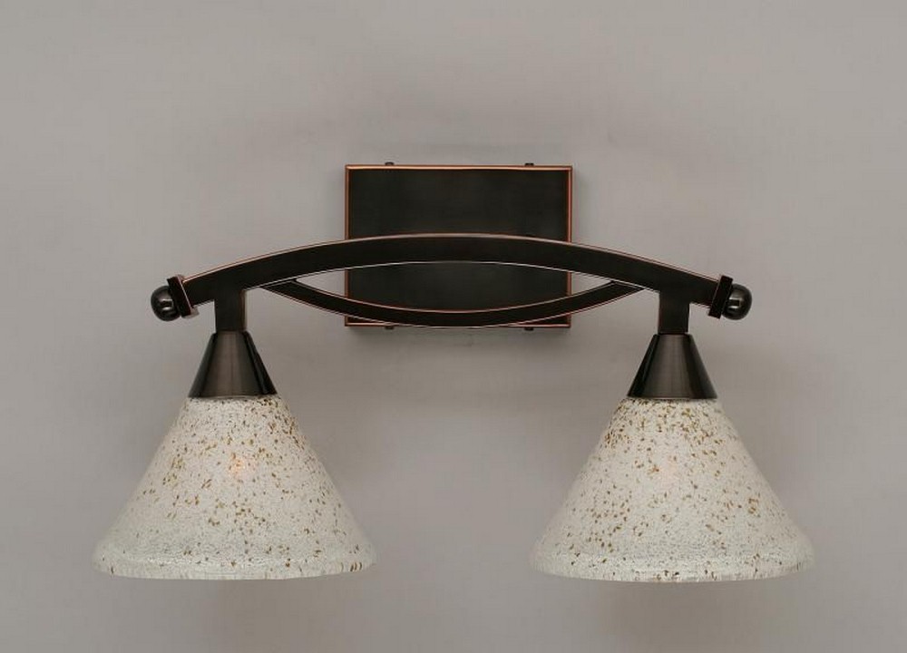 Toltec Lighting-172-BC-7145-Bow - 2 Light Bath Bar-10.25 Inches Tall and 9.5 Inches Wide Black Copper Gold Ice Bow - 2 Light Bath Bar-10.25 Inches Tall and 9.5 Inches Wide