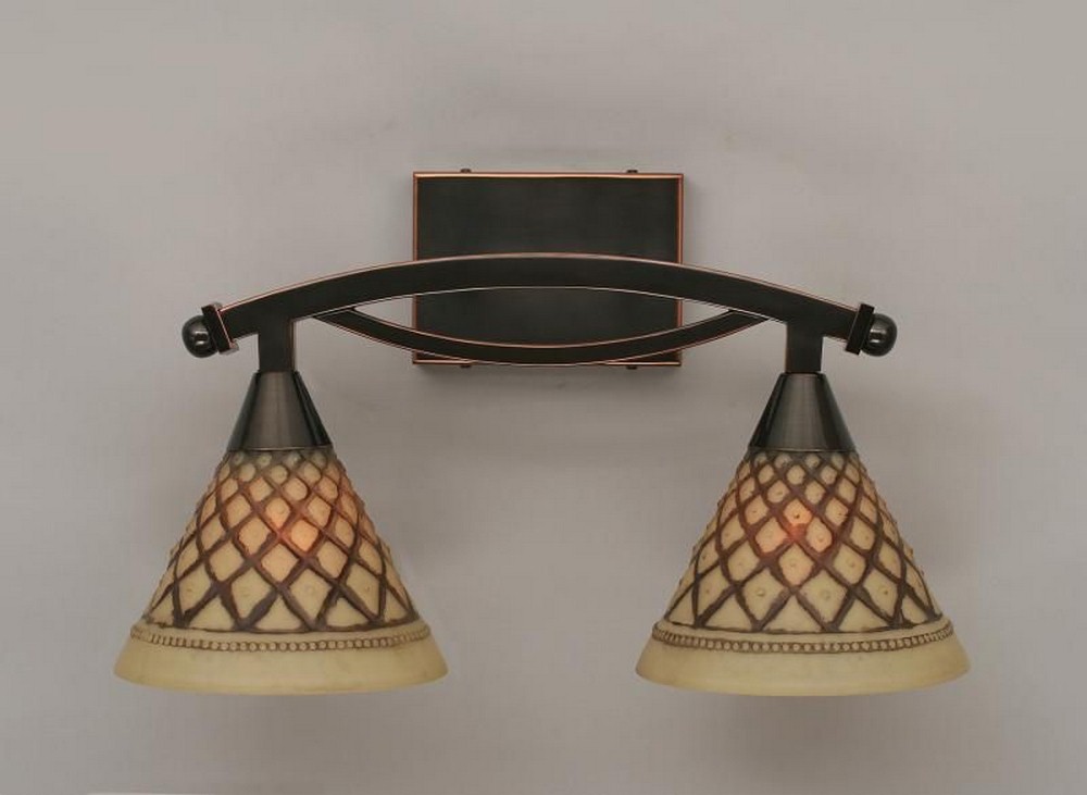 Toltec Lighting-172-BC-7185-Bow - 2 Light Bath Bar-10.5 Inches Tall and 9.5 Inches Wide Black Copper Chocolate Icing Bow - 2 Light Bath Bar-10.5 Inches Tall and 9.5 Inches Wide