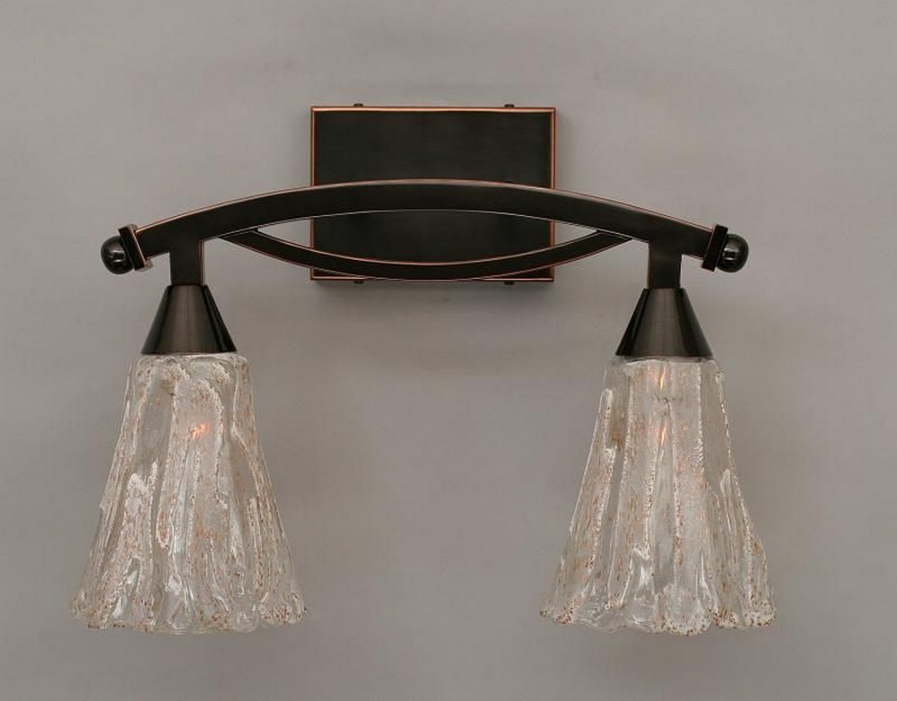 Toltec Lighting-172-BC-729-Bow - 2 Light Bath Bar-12.5 Inches Tall and 8.5 Inches Wide Black Copper Italian Ice Bow - 2 Light Bath Bar-12.5 Inches Tall and 8.5 Inches Wide