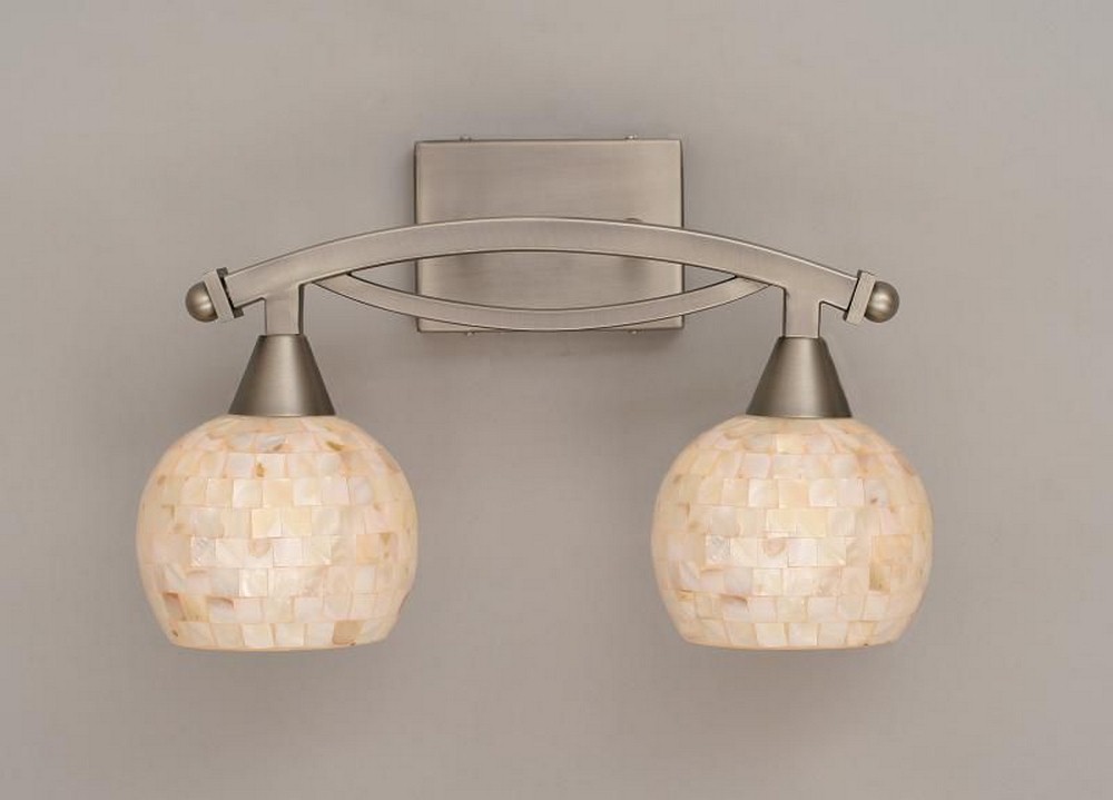 Toltec Lighting-172-BN-405-Bow - 2 Light Bath Bar-10.75 Inches Tall and 9 Inches Wide Brushed Nickel Mystic Seashell Bronze Finish with Mystic Seashell Glass