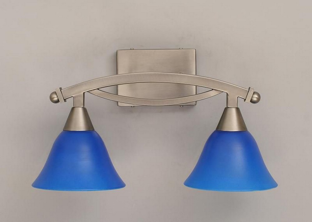 Toltec Lighting-172-BN-4155-Bow - 2 Light Bath Bar-10 Inches Tall and 9.25 Inches Wide Brushed Nickel Blue Italian Brushed Nickel Finish with Blue Italian Glass