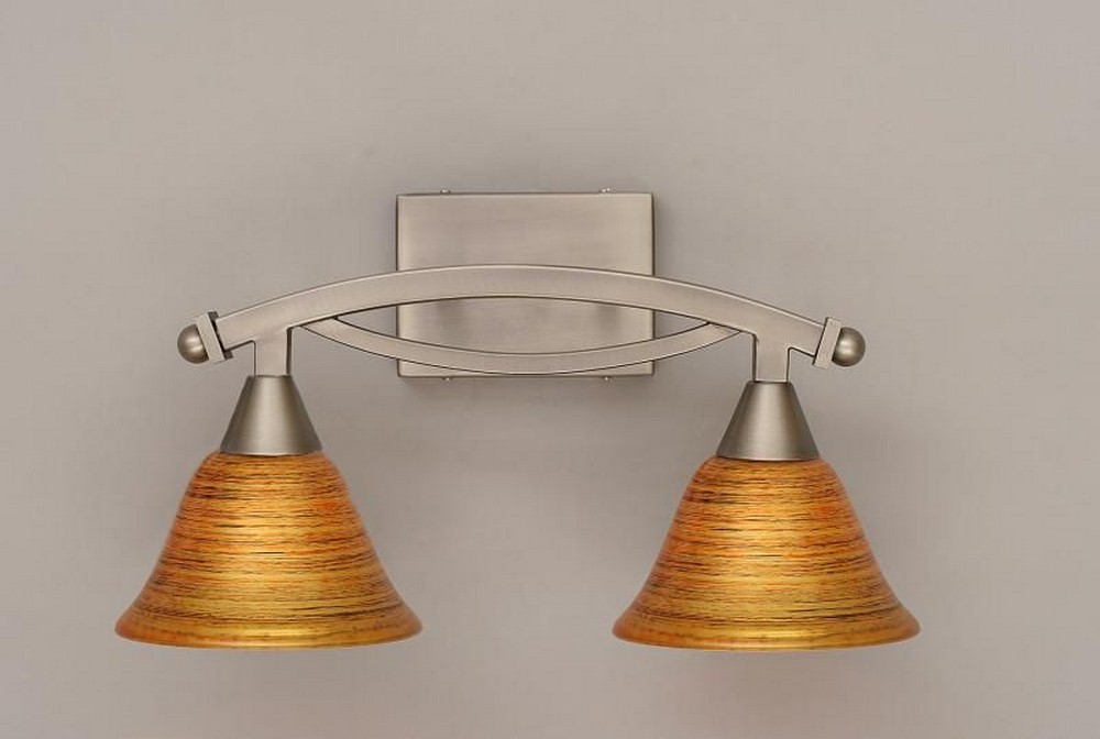 Toltec Lighting-172-BN-454-Bow - 2 Light Bath Bar-10 Inches Tall and 9.25 Inches Wide Brushed Nickel Firre Saturn Bow - 2 Light Bath Bar-10 Inches Tall and 9.25 Inches Wide