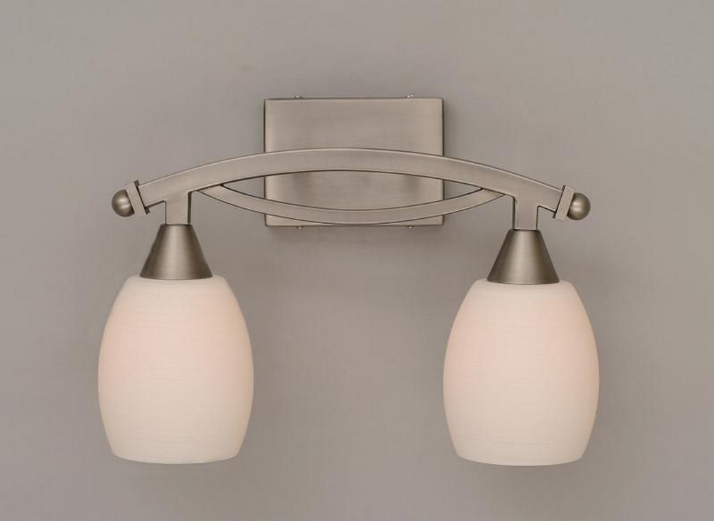 Toltec Lighting-172-BN-615-Bow - 2 Light Bath Bar-10 Inches Tall and 9.25 Inches Wide Brushed Nickel White Linen Bow - 2 Light Bath Bar-10 Inches Tall and 9.25 Inches Wide