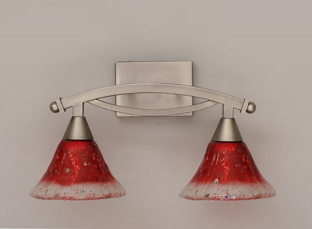 Toltec Lighting-172-BN-756-Bow - 2 Light Bath Bar-10.5 Inches Tall and 9.5 Inches Wide Brushed Nickel Raspberry Crystal Bow - 2 Light Bath Bar-10.5 Inches Tall and 9.5 Inches Wide