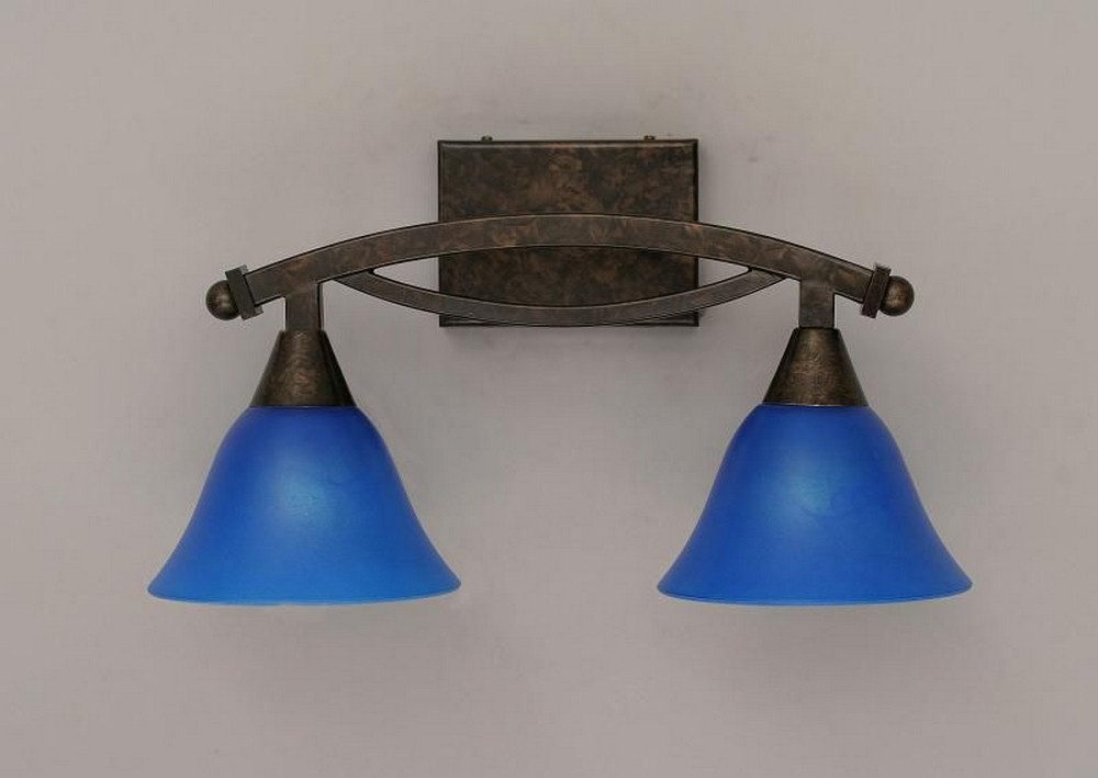 Toltec Lighting-172-BRZ-4155-Bow - 2 Light Bath Bar-10 Inches Tall and 9.25 Inches Wide Bronze Blue Italian Brushed Nickel Finish with Blue Italian Glass