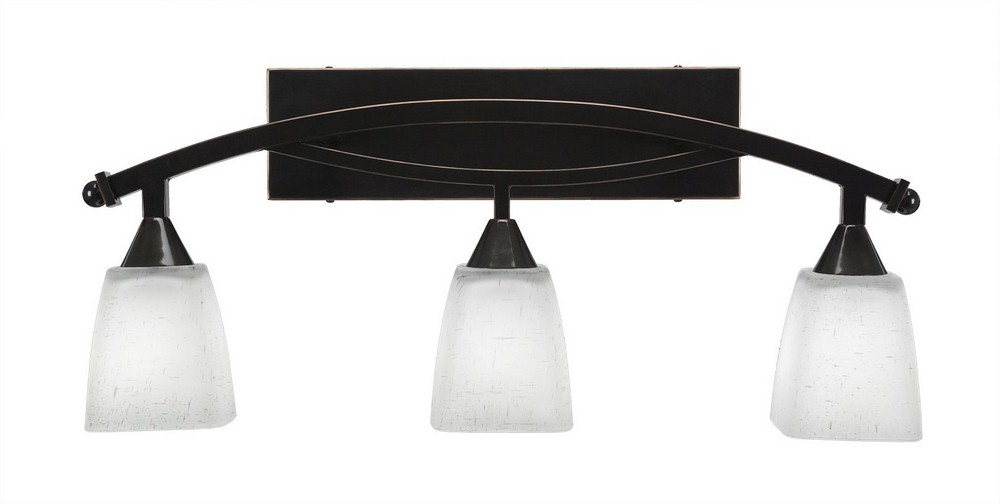 Toltec Lighting-173-BC-460-Bow - 3 Light Bath Bar-11.25 Inches Tall and Inches Wide Black Copper White Muslin Black Copper Finish with White Muslin Glass