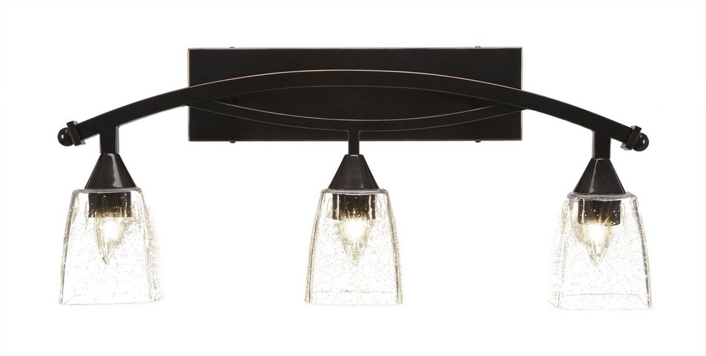 Toltec Lighting-173-BC-461-Bow - 3 Light Bath Bar-11.25 Inches Tall and Inches Wide Black Copper Clear Bubble Black Copper Finish with White Muslin Glass