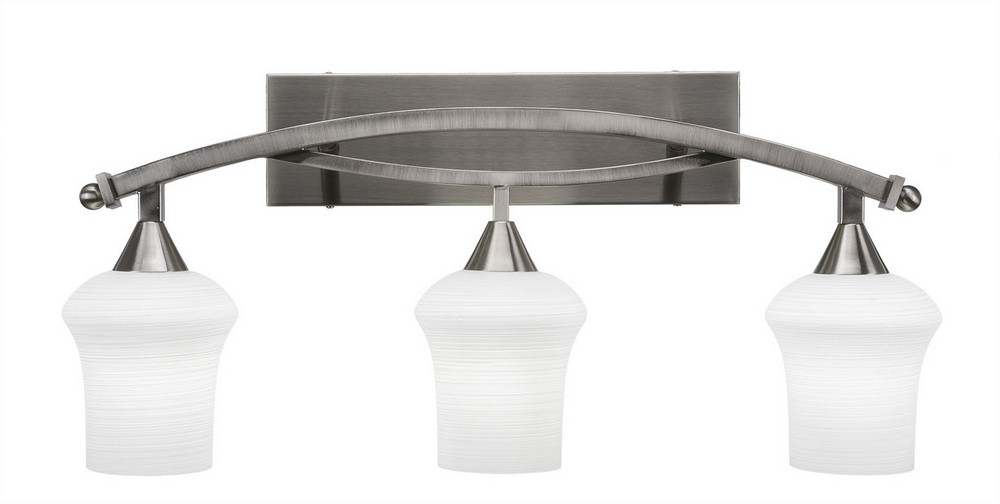 Toltec Lighting-173-BN-681-Bow - 3 Light Bath Bar-12.75 Inches Tall and Inches Wide Brushed Nickel Zilo White Linen Bronze Finish with Zilo White Linen Glass