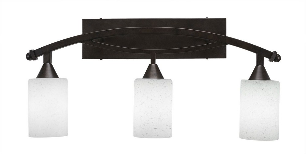 Toltec Lighting-173-BRZ-310-Bow - 3 Light Bath Bar-12.25 Inches Tall and Inches Wide Bronze White Muslin Black Copper Finish with White Muslin Glass