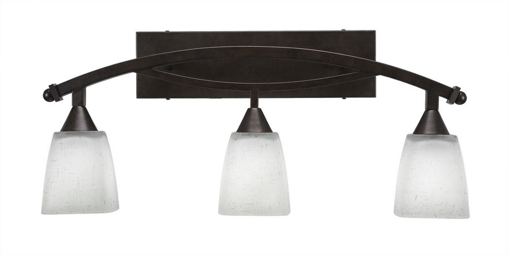 Toltec Lighting-173-BRZ-461-Bow - 3 Light Bath Bar-11.25 Inches Tall and Inches Wide Bronze Clear Bubble Black Copper Finish with White Muslin Glass