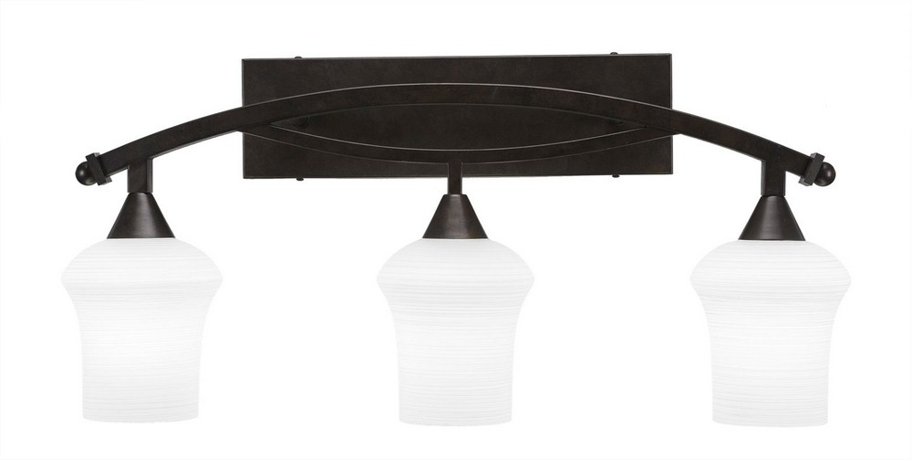 Toltec Lighting-173-BRZ-681-Bow - 3 Light Bath Bar-12.75 Inches Tall and Inches Wide Bronze Zilo White Linen Bronze Finish with Zilo White Linen Glass